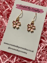 Load image into Gallery viewer, Pink Gem Flower Charm Earrings
