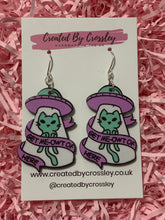 Load image into Gallery viewer, Alien Space Cat Charm Earrings
