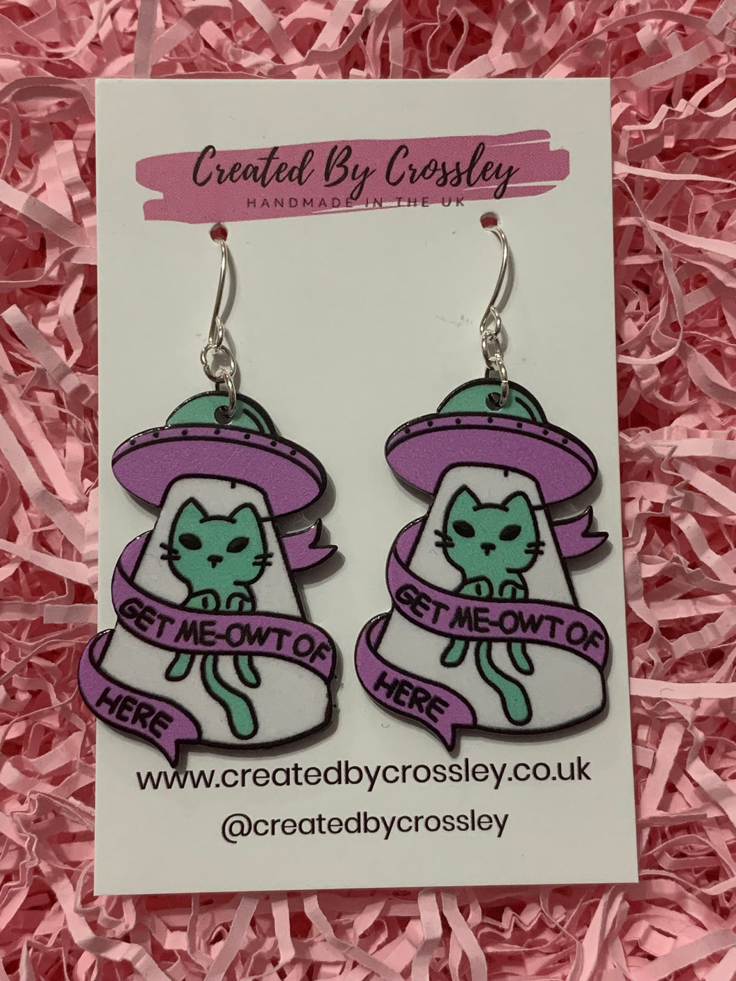 Alien Space Cat Charm Earrings