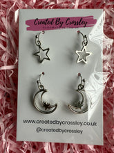 Load image into Gallery viewer, Star Moon Earring Duo
