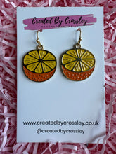 Load image into Gallery viewer, Orange Half Charm Earrings
