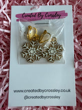 Load image into Gallery viewer, Snowflake Clip On Earrings
