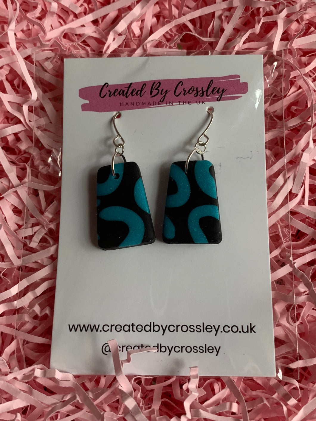 Black Blue Clay Earrings