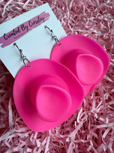 Load image into Gallery viewer, Large Pink Cowboy Hat Charm Earrings
