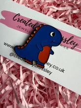 Load image into Gallery viewer, Blue Dinosaur Pin Badge
