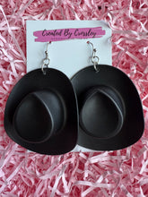Load image into Gallery viewer, Large Black Cowboy Hat Charm Earrings
