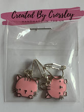 Load image into Gallery viewer, Pink Cat Clip On Earrings
