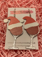 Load image into Gallery viewer, Large Festive Wine Glass Charm Earrings
