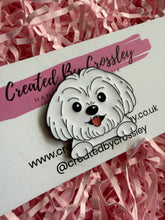 Load image into Gallery viewer, White Dog Pin Badge

