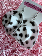 Load image into Gallery viewer, Large Black and White Cowboy Hat Charm Earrings
