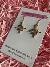 Load image into Gallery viewer, Gold Gem Star Charm Earrings
