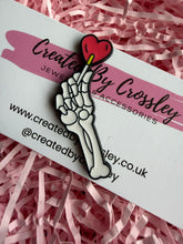 Load image into Gallery viewer, Skeleton Hand Pin Badge
