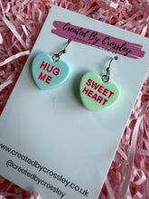 Load image into Gallery viewer, Sweetheart Quote Heart Charm Earrings
