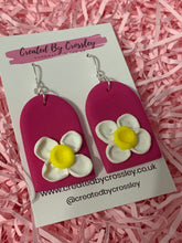 Load image into Gallery viewer, Pink Flower Arch Clay Earrings
