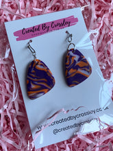 Load image into Gallery viewer, Purple Pattern Clay Earrings

