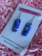 Load image into Gallery viewer, Blue Patterned Clay Earrings
