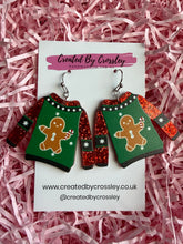 Load image into Gallery viewer, Gingerbread Man Christmas Jumper Charm Earrings
