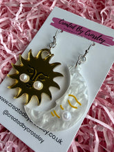 Load image into Gallery viewer, Sun and Moon Charm Earrings
