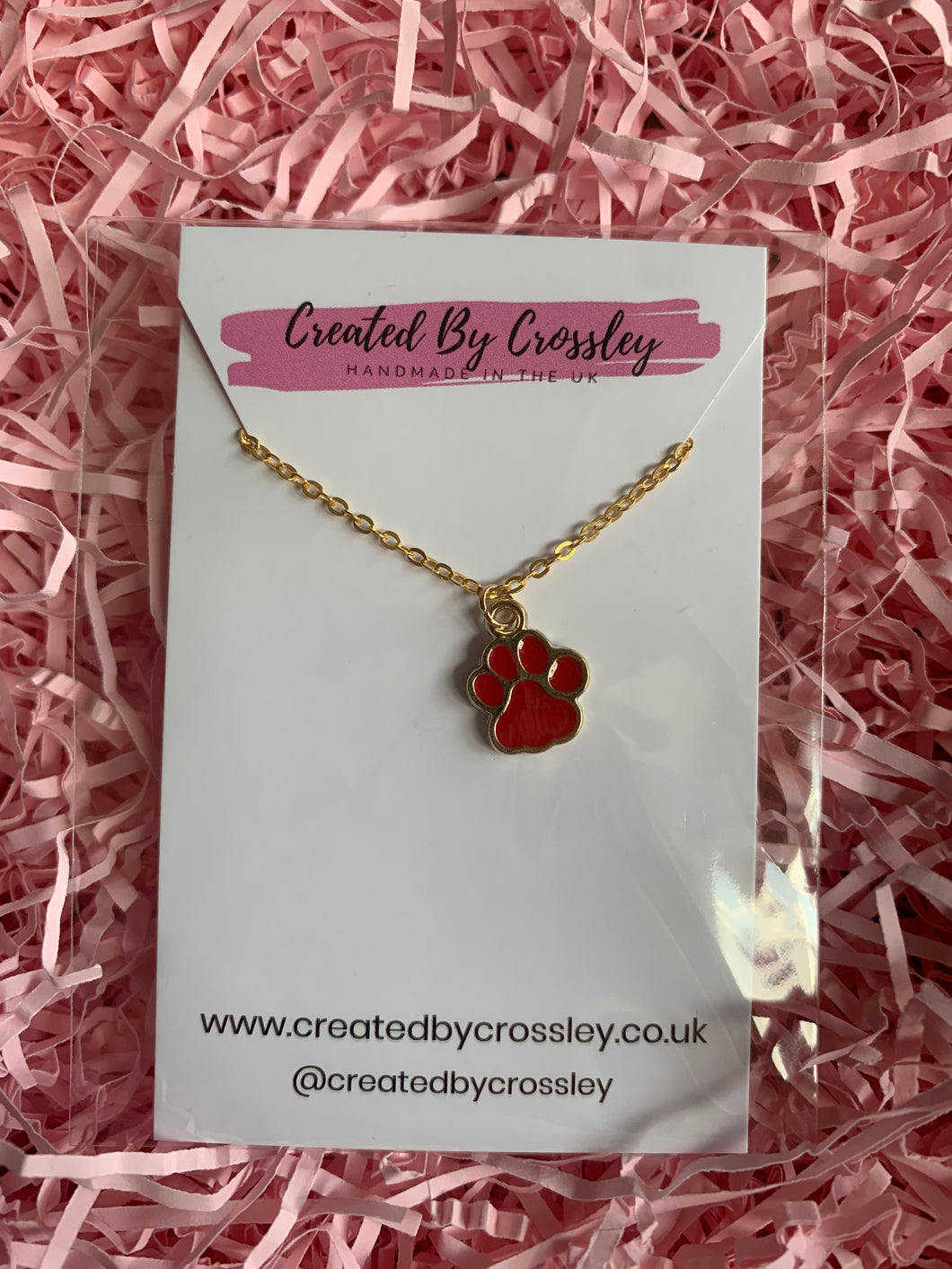 Red Paw Charm Necklace