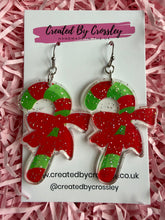 Load image into Gallery viewer, Large Candycane Charm Earrings
