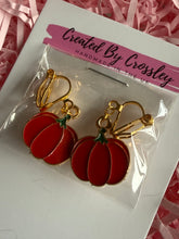 Load image into Gallery viewer, Pumpkin Clip On Earrings
