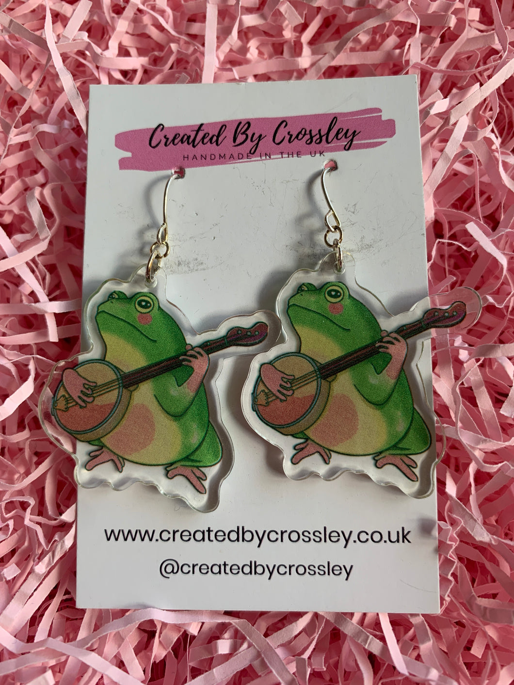 Guitar Frog Charm Earrings