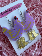 Load image into Gallery viewer, Purple Chicken Charm Earrings
