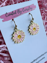 Load image into Gallery viewer, Pink Flower Charm Earrings
