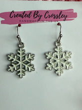 Load image into Gallery viewer, White Snowflake Charm Earrings
