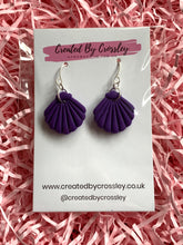 Load image into Gallery viewer, Purple Shell Clay Earrings
