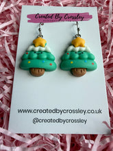 Load image into Gallery viewer, Chunky Happy Christmas Tree Charm Earrings
