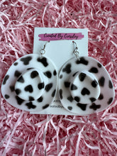 Load image into Gallery viewer, Large Black and White Cowboy Hat Charm Earrings
