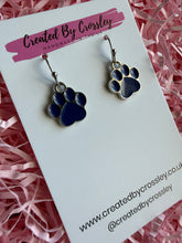 Load image into Gallery viewer, Blue Paw Print Charm Earrings
