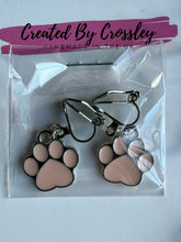 Load image into Gallery viewer, Pink Paw Print Clip On Earrings
