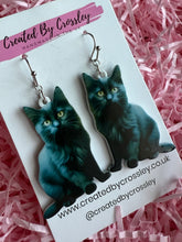 Load image into Gallery viewer, Black Cat Charm Earrings
