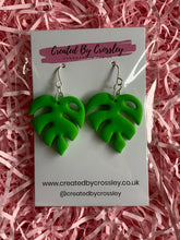 Load image into Gallery viewer, Green Monstera Leaf Clay Earrings
