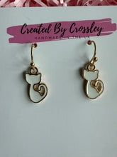 Load image into Gallery viewer, White Cat Charm Earrings

