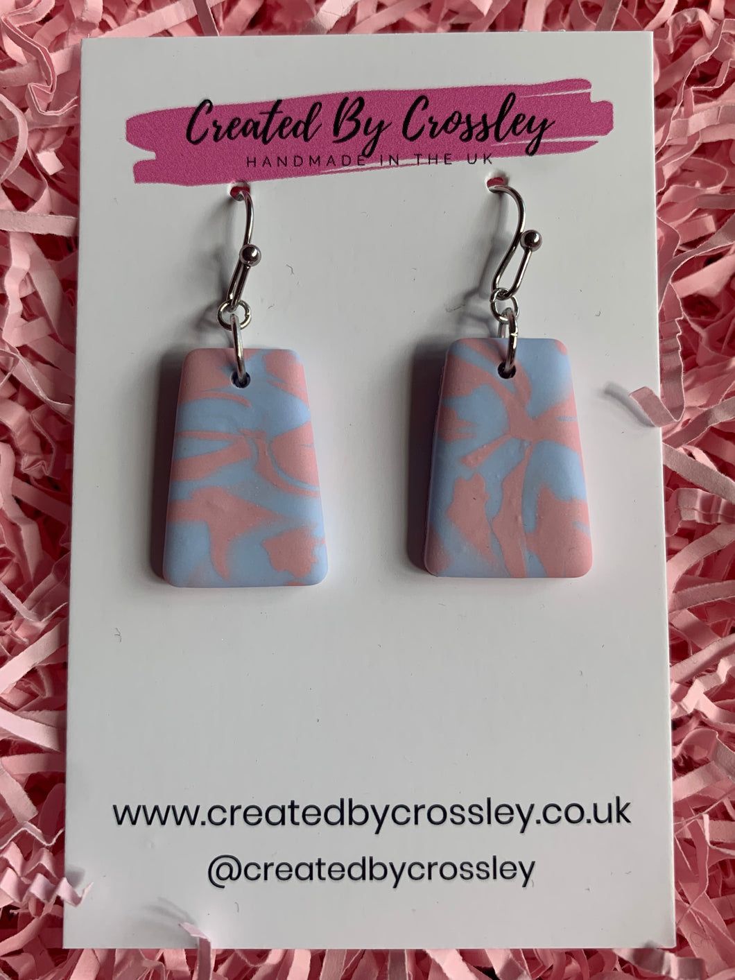 Pink Blue Clay Earrings