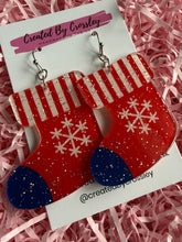 Load image into Gallery viewer, Large Christmas Stocking Charm Earrings
