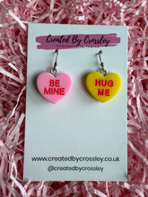 Load image into Gallery viewer, Sweetheart Quote Heart Charm Earrings
