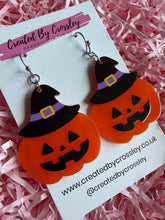 Load image into Gallery viewer, Pumpkin Witch Charm Earrings
