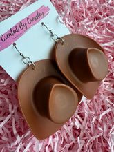 Load image into Gallery viewer, Large Brown Cowboy Hat Charm Earrings
