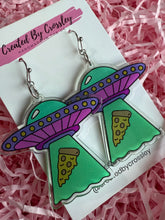Load image into Gallery viewer, Spaceship Pizza Charm Earrings
