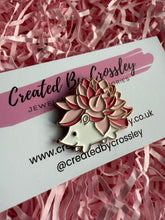 Load image into Gallery viewer, Pink Flower Hedgehog Pin Badge
