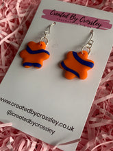 Load image into Gallery viewer, Orange Blue Flower Clay Earrings
