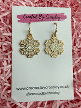 Load image into Gallery viewer, White Snowflake Charm Earrings
