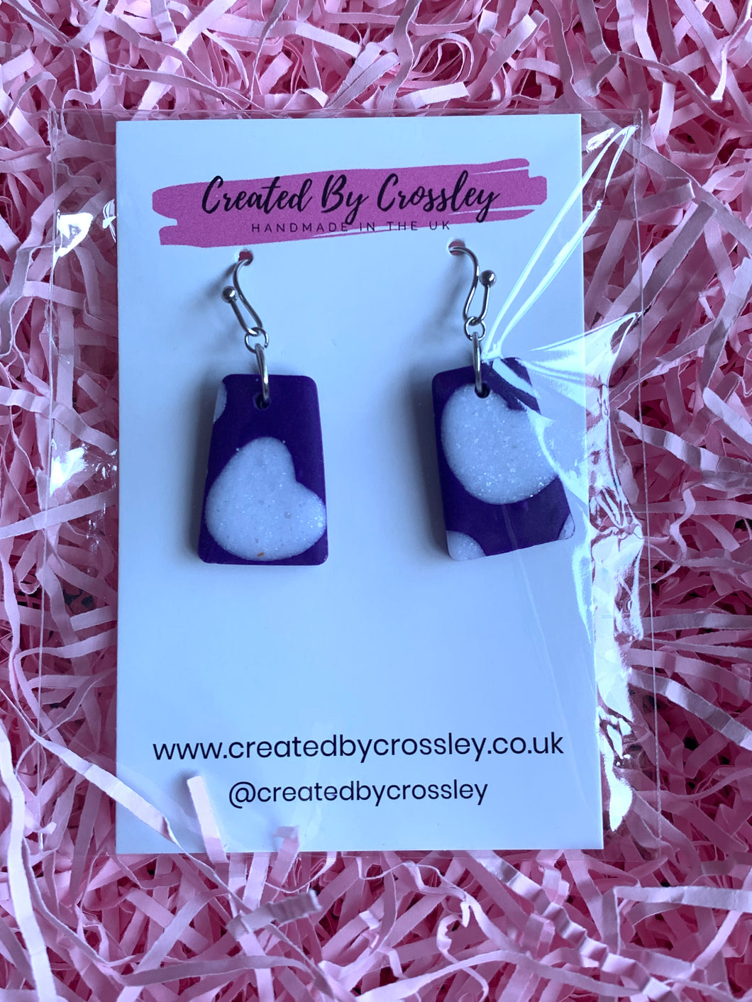 Purple Pattern Clay Earrings