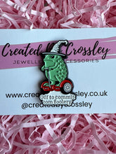 Load image into Gallery viewer, “Off to commit Tom foolery” Funny Frog Pin Badge
