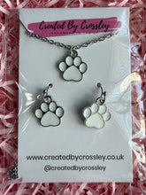 Load image into Gallery viewer, White Paw Print Jewellery Set

