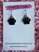 Load image into Gallery viewer, Black Paw Print Charm Earrings
